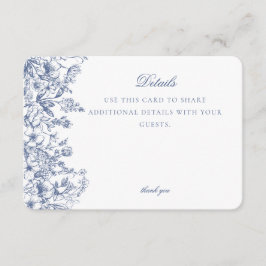 Blue Chinoiserie Floral Details Kaart Uitnodiging