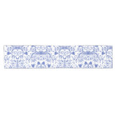  Blue Chinoiserie Floral Korte Tafelloper (Horizontaal)