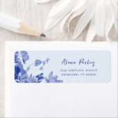 Blue Chinoiserie Floral Lotus Mandala Water lily Etiket (Insitu)