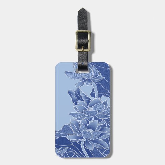 Blue Chinoiserie Floral Mr. en Mrs. voor Honeymoon Bagagelabel (Voorkant verticaal)
