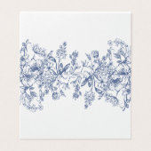 Blue Chinoiserie Floral Place Card Tafeldecor Kaart (Buitenkant ongevouwen)