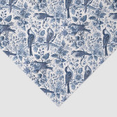 Blue Chinoiserie Floral Spring Birds Decoupage Tissuepapier (Detail)