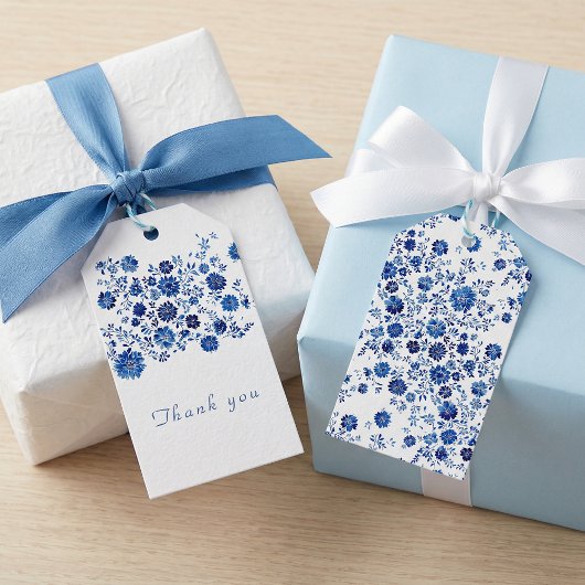 Blue Chinoiserie Floral Thank You Cadeaulabel