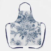 Blue Chinoiserie Floral Vintage Schort (Voorkant)