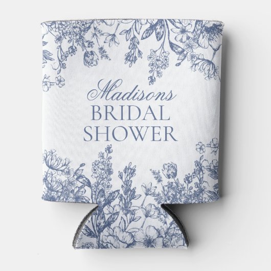 Blue Chinoiserie Floral Vrijgezellenfeest Blikjeskoeler (Voorkant)