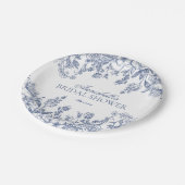 Blue Chinoiserie Floral Vrijgezellenfeest Dessert Papieren Bordje (Gekanteld)