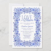 Blue Chinoiserie Floral Vrijgezellenfeest Kaart (Voorkant)