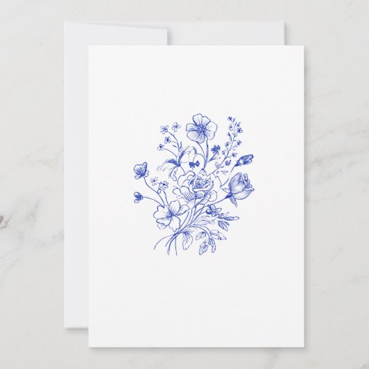 Blue Chinoiserie Floral Vrijgezellenfeest Kaart (Achterkant)