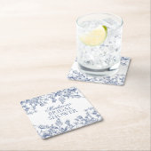 Blue Chinoiserie Floral Vrijgezellenfeest Kartonnen Onderzetters (Insitu)