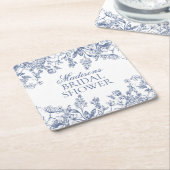 Blue Chinoiserie Floral Vrijgezellenfeest Kartonnen Onderzetters (Schuin)