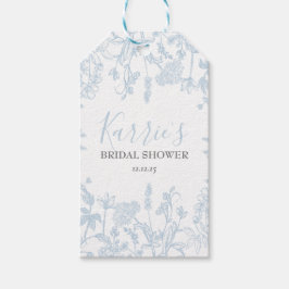 Blue Chinoiserie Floral Vrijgezellenfeest voorkeur Cadeaulabel