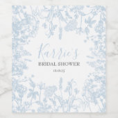 Blue Chinoiserie Floral Vrijgezellenfeest voorkeur Wijn Etiket (Enkel label)