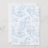 Blue Chinoiserie Floral Wedding Details Kaart (Achterkant)