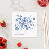 Blue Chinoiserie Floral Wedding names and date Servet (Insitu)