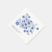 Blue Chinoiserie Floral Wedding names and date Servet (Hoek)