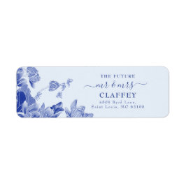 Blue Chinoiserie Floral Wedding Return Address Etiket