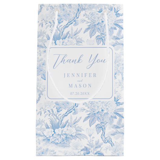 Blue Chinoiserie Floral Wedding Thank You  Klein Cadeauzakje (Voorkant)