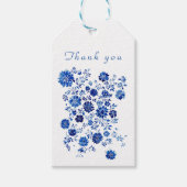 Blue Chinoiserie Floral Wedding Thank You message Cadeaulabel (Voorkant)