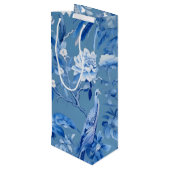 Blue Chinoiserie Floral Wine Gift Bag Wijn Cadeautas (Achterkant Gekanteld)