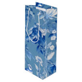 Blue Chinoiserie Floral Wine Gift Bag Wijn Cadeautas (Voorkant Gekanteld)