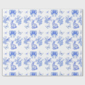 Blue Chinoiserie Garden Rabbit Cadeaupapier (Vlak)