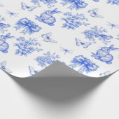 Blue Chinoiserie Garden Rabbit Cadeaupapier (Hoek)