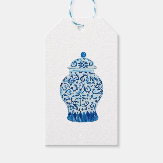 Blue Chinoiserie Ginger Jar Jars Gift Labels Cadeaulabel (Voorkant)