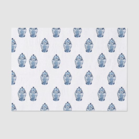 Blue Chinoiserie Ginger Jar Jars tissue Tissuepapier (Voorkant)