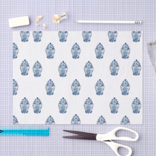 Blue Chinoiserie Ginger Jar Jars tissue Tissuepapier (Craft)