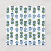 Blue Chinoiserie Ginger Jar Jars Topiary Vierkante Visitekaartje (Achterkant)