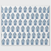 Blue Chinoiserie Ginger Jar Jars Wrapppaper Cadeaupapier (Vlak)
