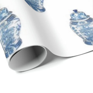 Blue Chinoiserie Ginger Jar Jars Wrapppaper Cadeaupapier