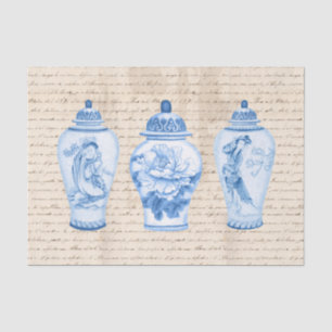  Blue Chinoiserie Ginger Jars ontkoppeling Tissuepapier