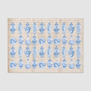 Blue Chinoiserie Ginger Jars ontkoppeling Tissuepapier