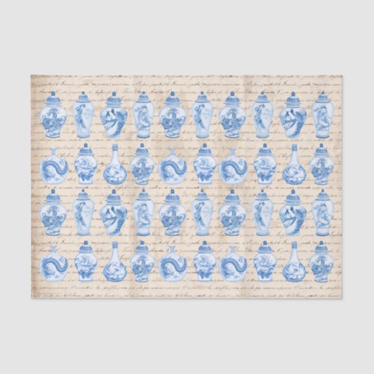 Blue Chinoiserie Ginger Jars ontkoppeling Tissuepapier (Voorkant)