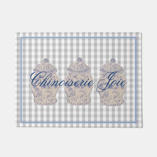 Blue Chinoiserie Hand Painted Ginger Jar Jars Deurmat (Voorkant)