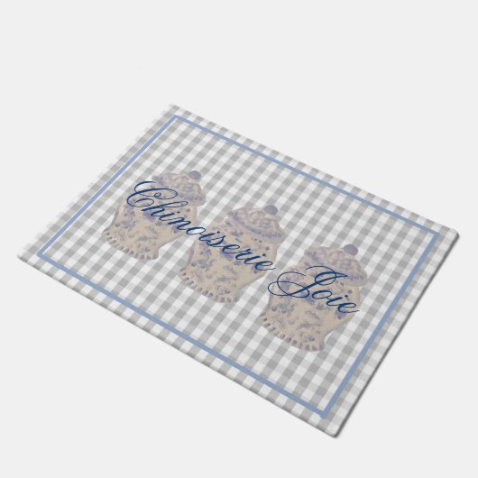 Blue Chinoiserie Hand Painted Ginger Jar Jars Deurmat (Schuin)