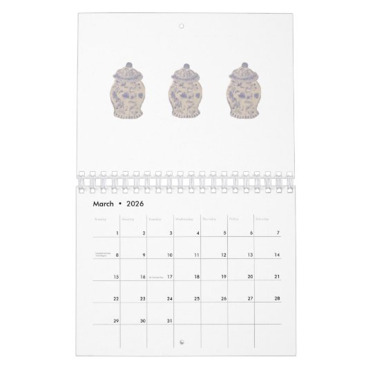 Blue Chinoiserie Hand Painted Ginger Jar Jars Kalender (Mar 2026)