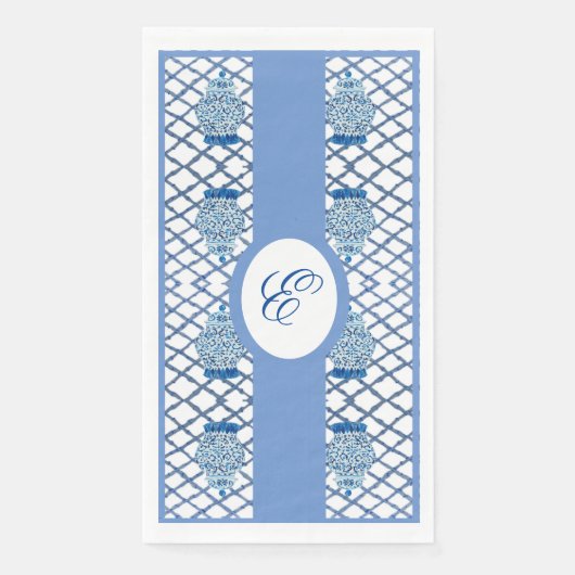 Blue Chinoiserie Hand Painted Ginger Jar Jars Servet (Voorkant)