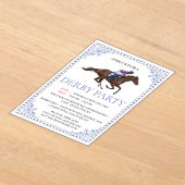 Blue Chinoiserie Horse Race Derby Party Invite Acryl Uitnodigingen (Laagn)