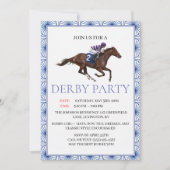 Blue Chinoiserie Horse Race Derby Party Invite Kaart (Voorkant)