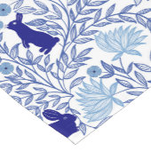 Blue Chinoiserie Konijn- Konijn & Bloemkunst Korte Tafelloper (Hoek)