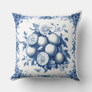 Blue Chinoiserie Lemon Pillow – Bloemen Kussen