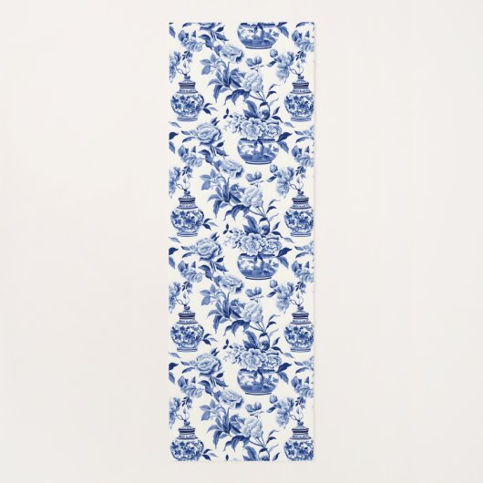 Blue Chinoiserie Monogram Name Yogamat (Achterkant)