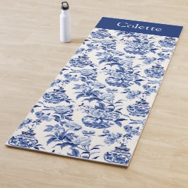 Blue Chinoiserie Monogram Name Yogamat