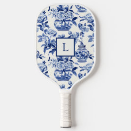 Blue Chinoiserie Monogram Pickleball Paddle