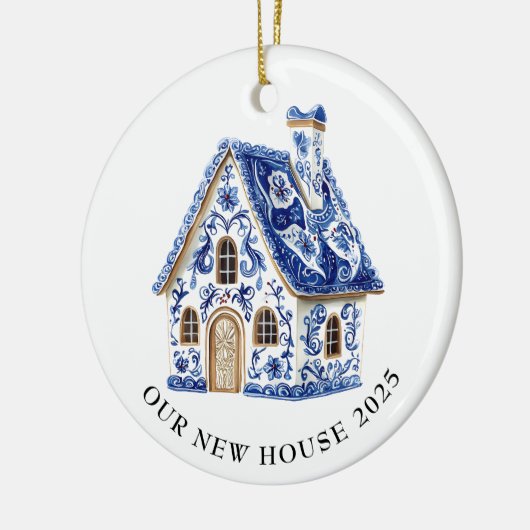 Blue Chinoiserie New House Kerstmis Keramisch Ornament (Links)