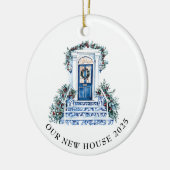 Blue Chinoiserie New House Kerstmis Keramisch Ornament (Links)