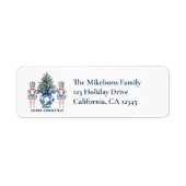 Blue Chinoiserie Nutcracker Christmas Etiket (Voorkant)