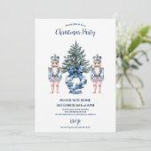 Blue Chinoiserie Nutcracker Christmas Kaart (Staand voorkant)
